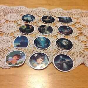 Stickers, Goddess, Moon and Stars theme, 12 New stickers